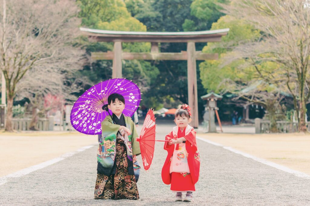 兄妹と七五三撮影in静岡護国神社